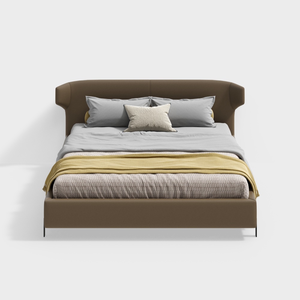 작은 노란 말 가구 + 4 시리즈 + 이탈리아 미니멀리스트 가죽 더블 침대 + 50-F1-C로 가서 경험하십시오