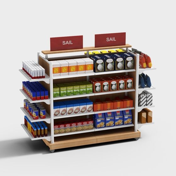 Detailed Low-Poly Supermarket Shelf 3D model