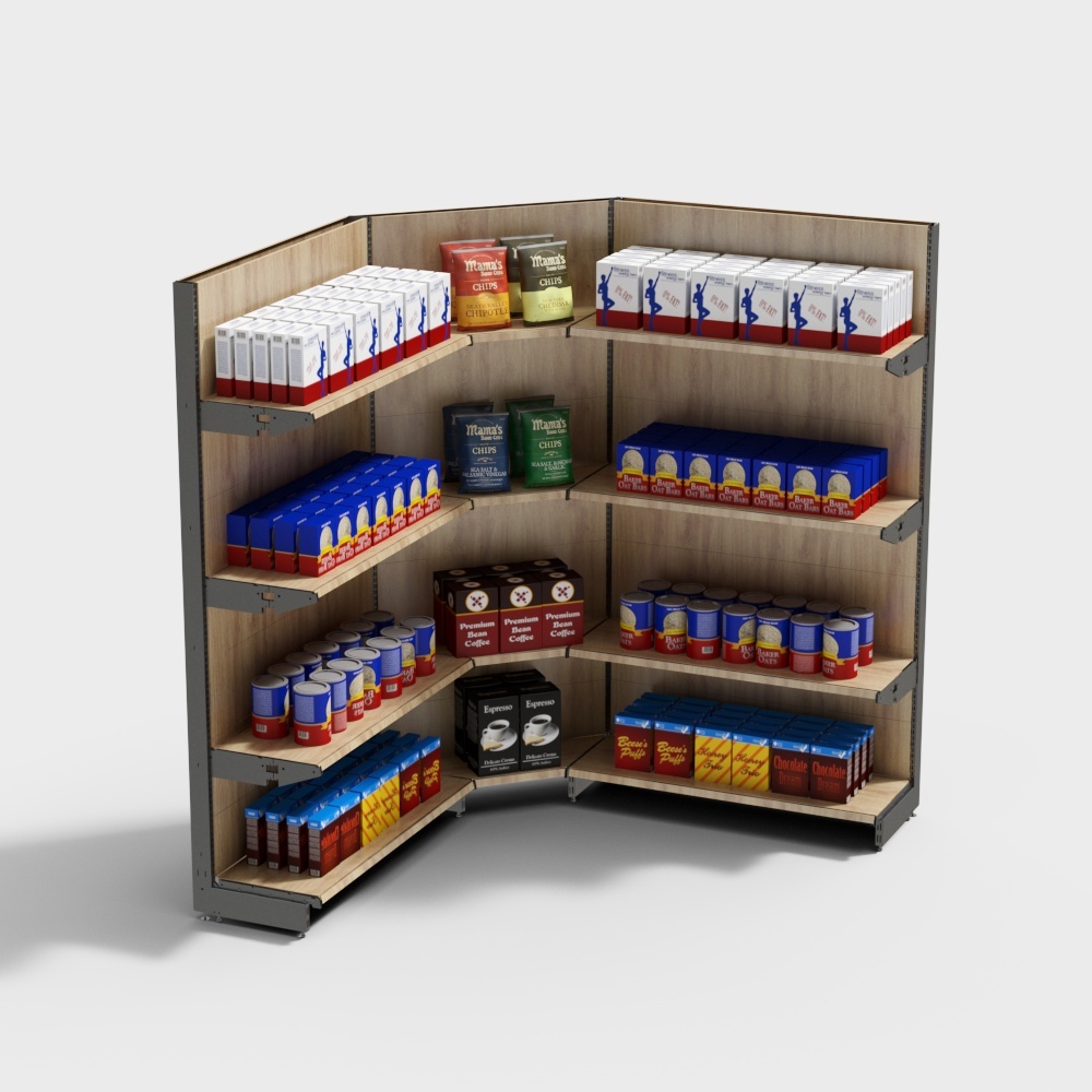 Wood color inner corner shelf