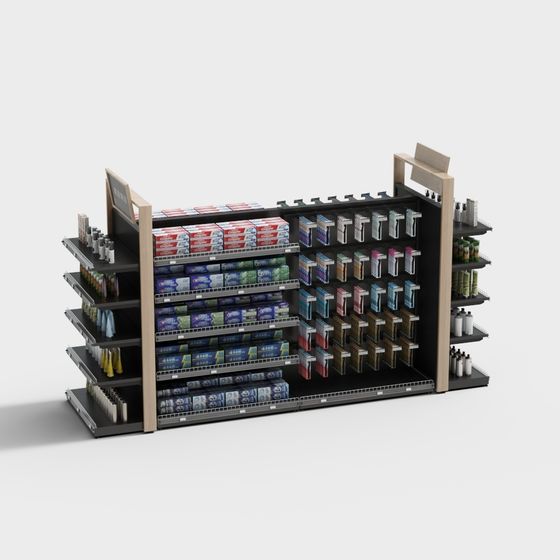 Vibrant Grocery Store Display Shelf 3D model