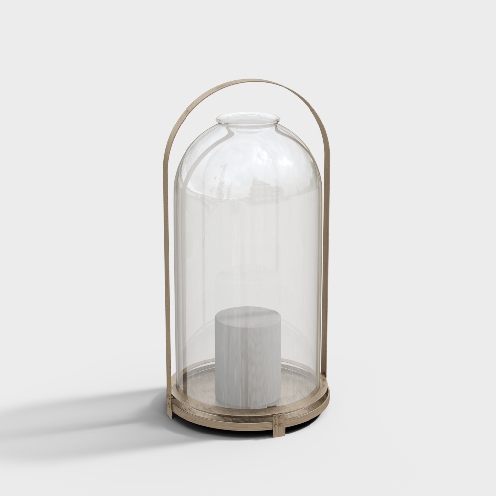 Elegant Glass Dome 3D Model – Transparent Glass & Wood