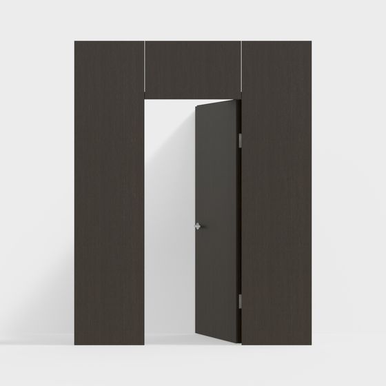 Elegant Open Wooden Door 3D model