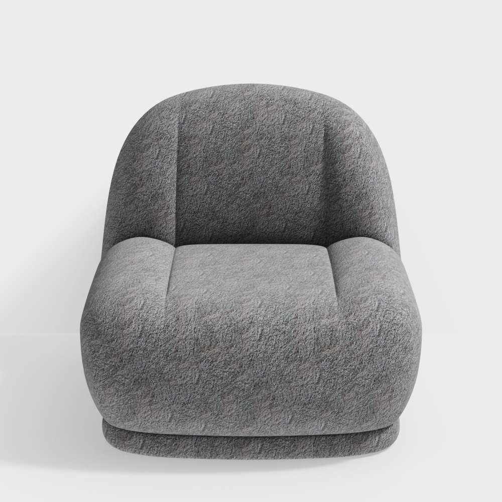 Low Poly Sofa 3D Model – Gray Velvet Mid-Century Style