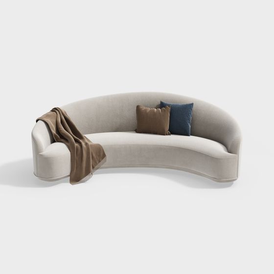 Wabi-Sabi Curved Sofa 3D Model in Irregular Style