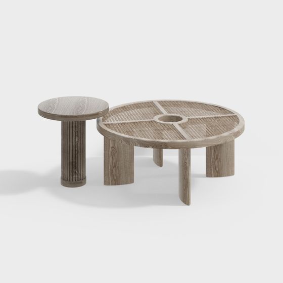 Stylish Round Table Set 3D model for Modern Spaces