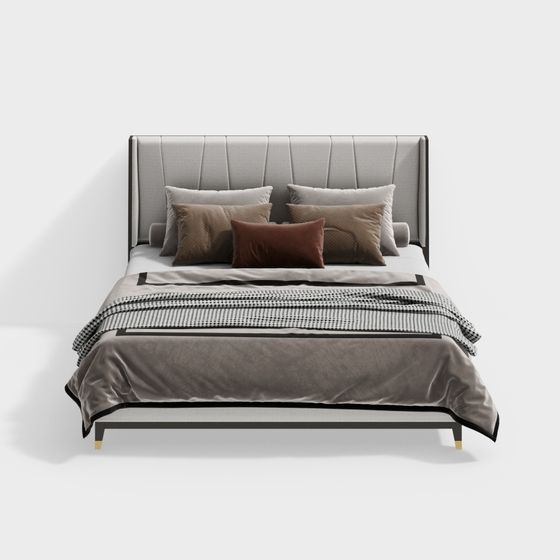 Stylish Low-Poly Bed 3D Model for Modern Living