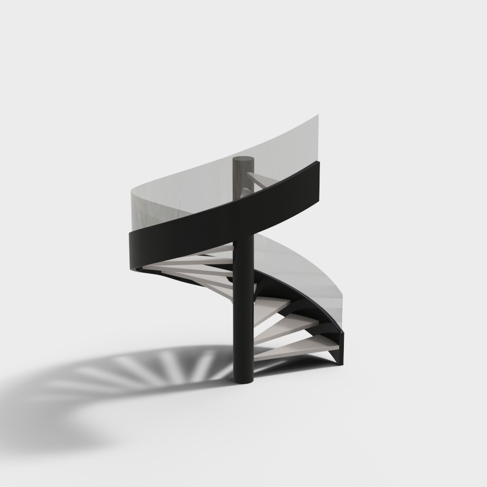 Elegant Spiral Staircase 3D Model – Modern Metal & Glass