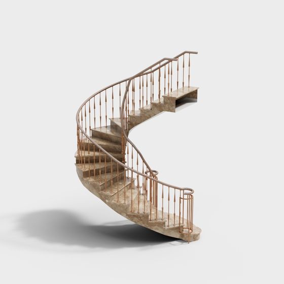 Vintage-Inspired 3D Stair Model for Creative Use