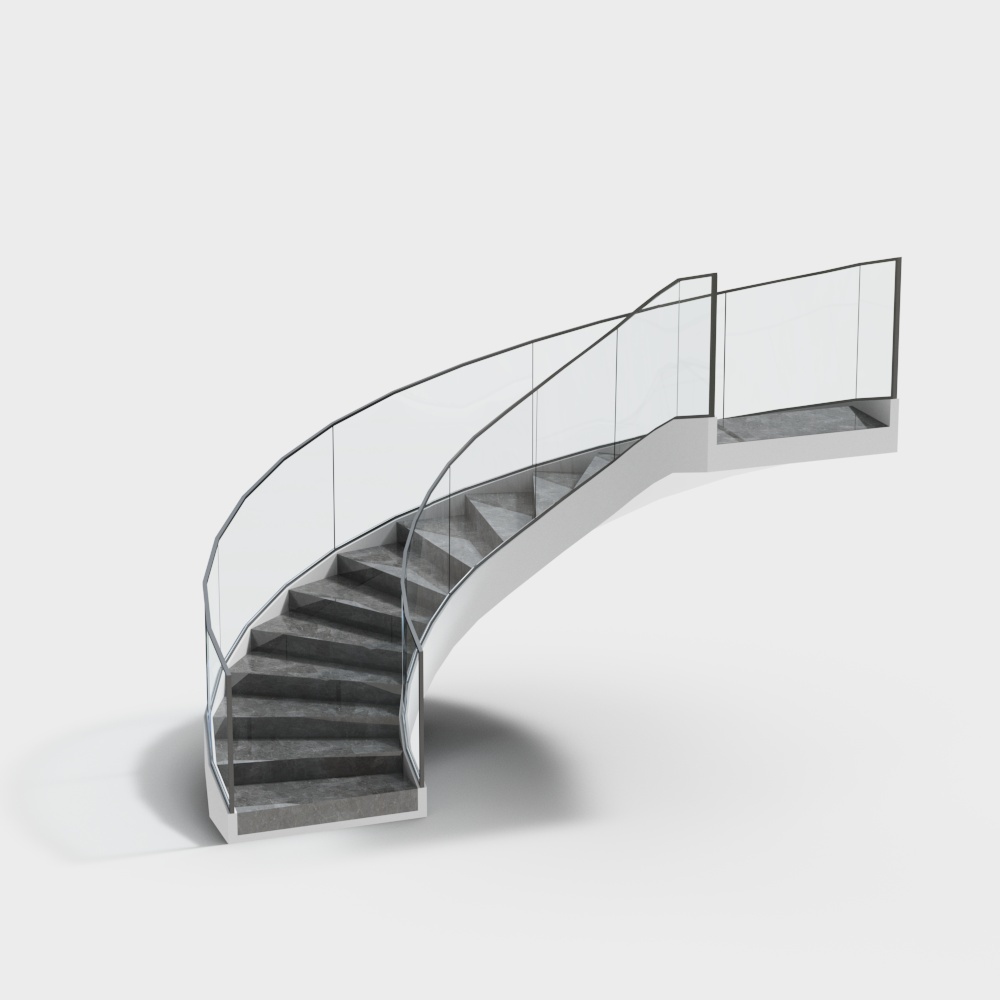 Unique Low-Poly Staircase 3D Model – Concrete & Glass
