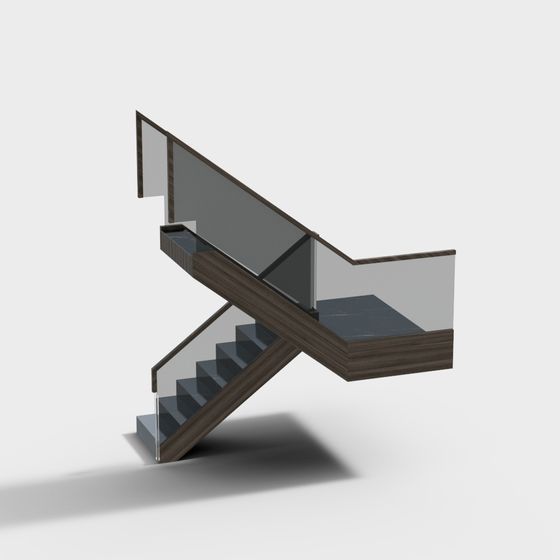 Modern Black Staircase 3D Model for Stylish Interiors