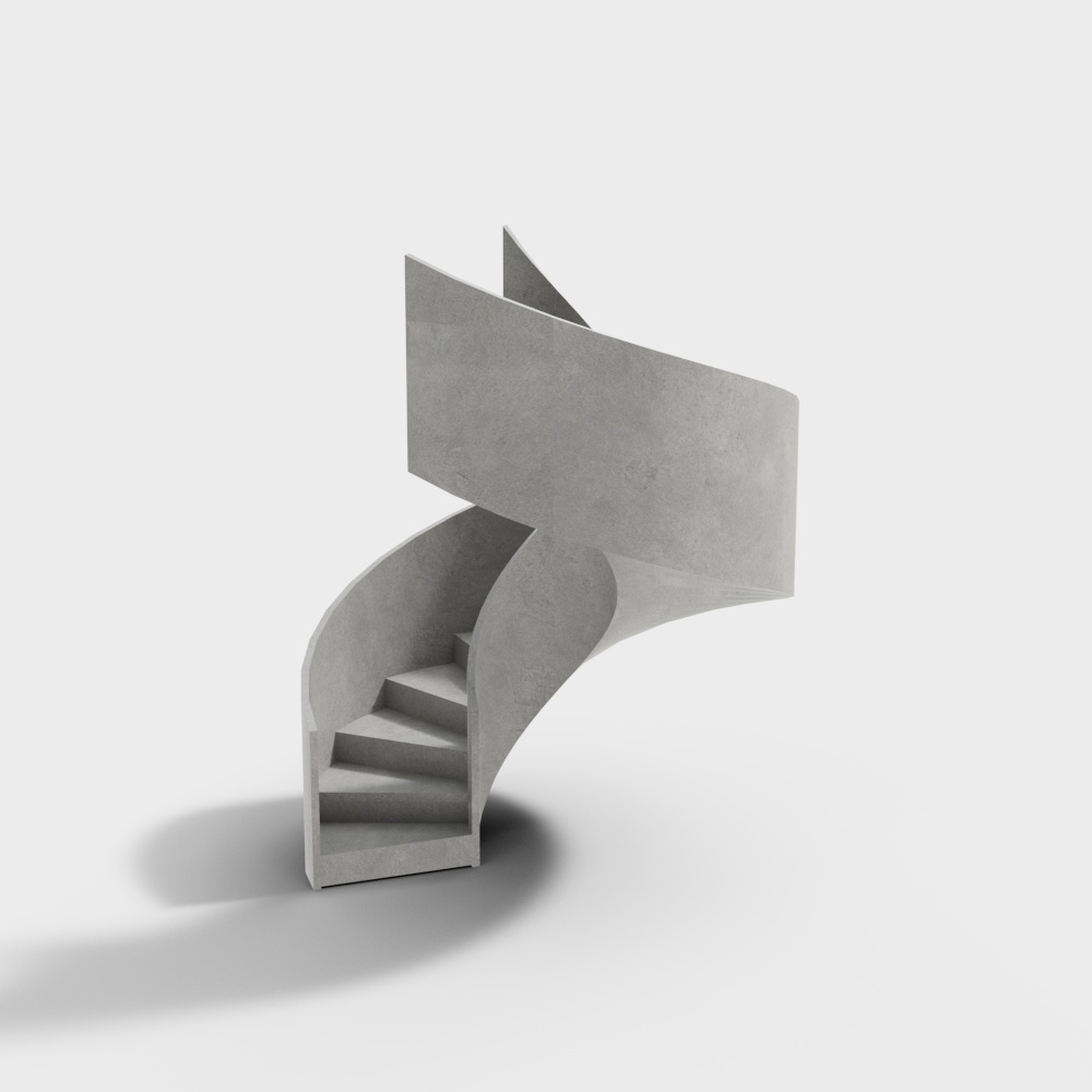 Elegant Low-Polygon Concrete Staircase – Durable Gray Design