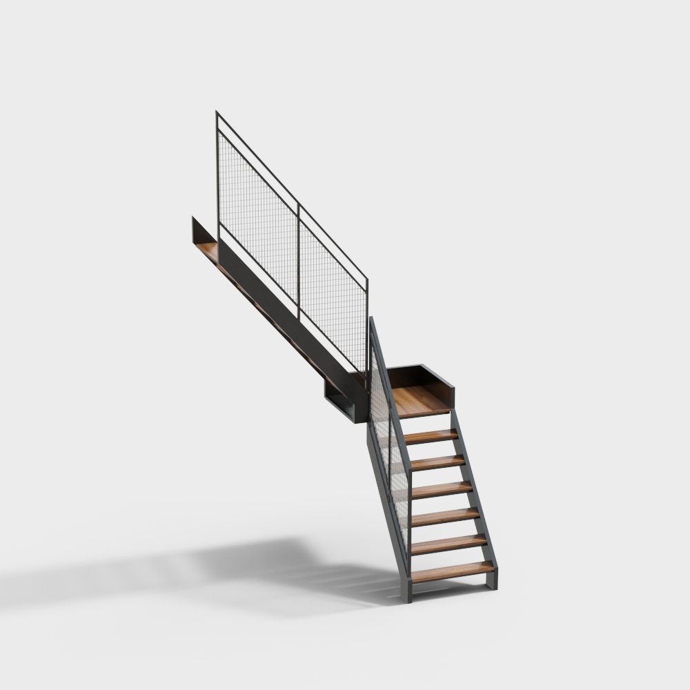 Sleek Low-Polygon Staircase 3D Model – Industrial Design