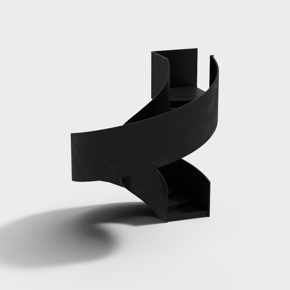 Futuristic Black Metal Spiral Staircase 3D Model