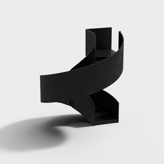 Futuristic Black Metal Spiral Staircase 3D model