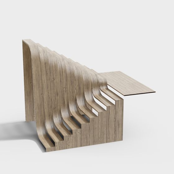 Wavy Wood Table 3D model