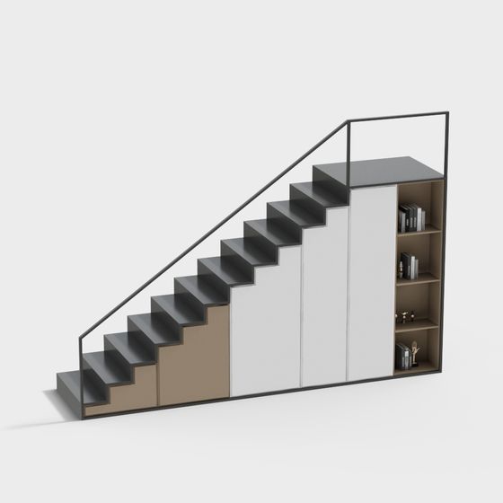 Contemporary Black Staircase 3D Model for Modern Spaces