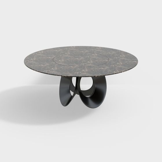 Streamlined Marble Dining Table 3D model
