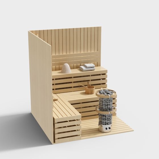 Modern Brown SPA Sauna Room 3D Model