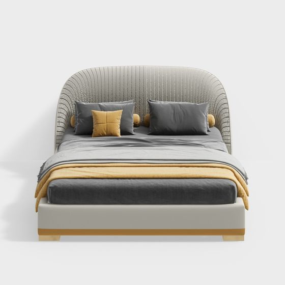 Stylish Low-Poly Bed 3D model