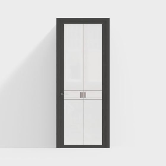 Stylish Glass Black Frame Door 3D model for Modern Interiors
