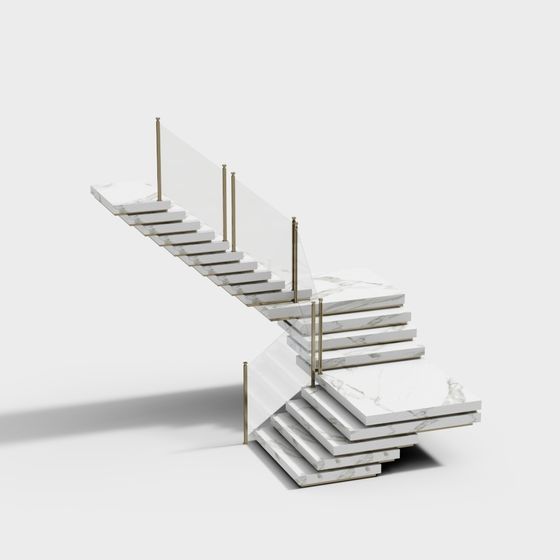 Modern Staircase 3D Model in Black