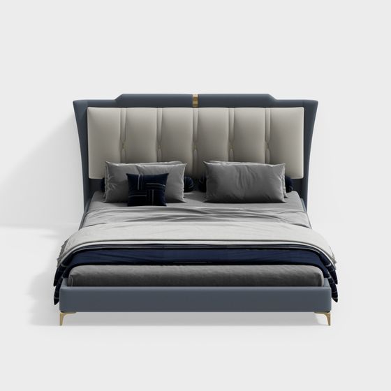 Elegant Modern 3D Bed Model for Home Design