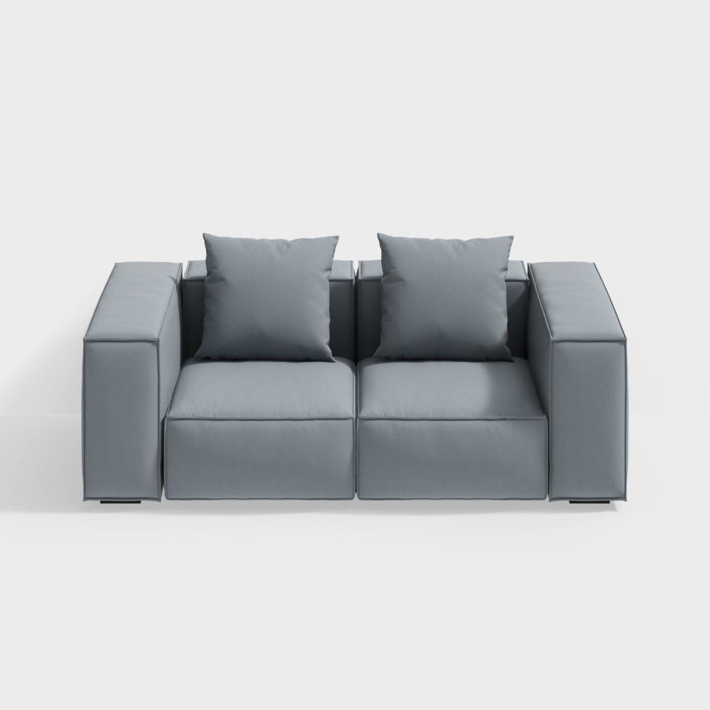 Little yellow horse furniture + 4 series + Italian minimalist tofu block two-seat sofa + 50-A1-D6