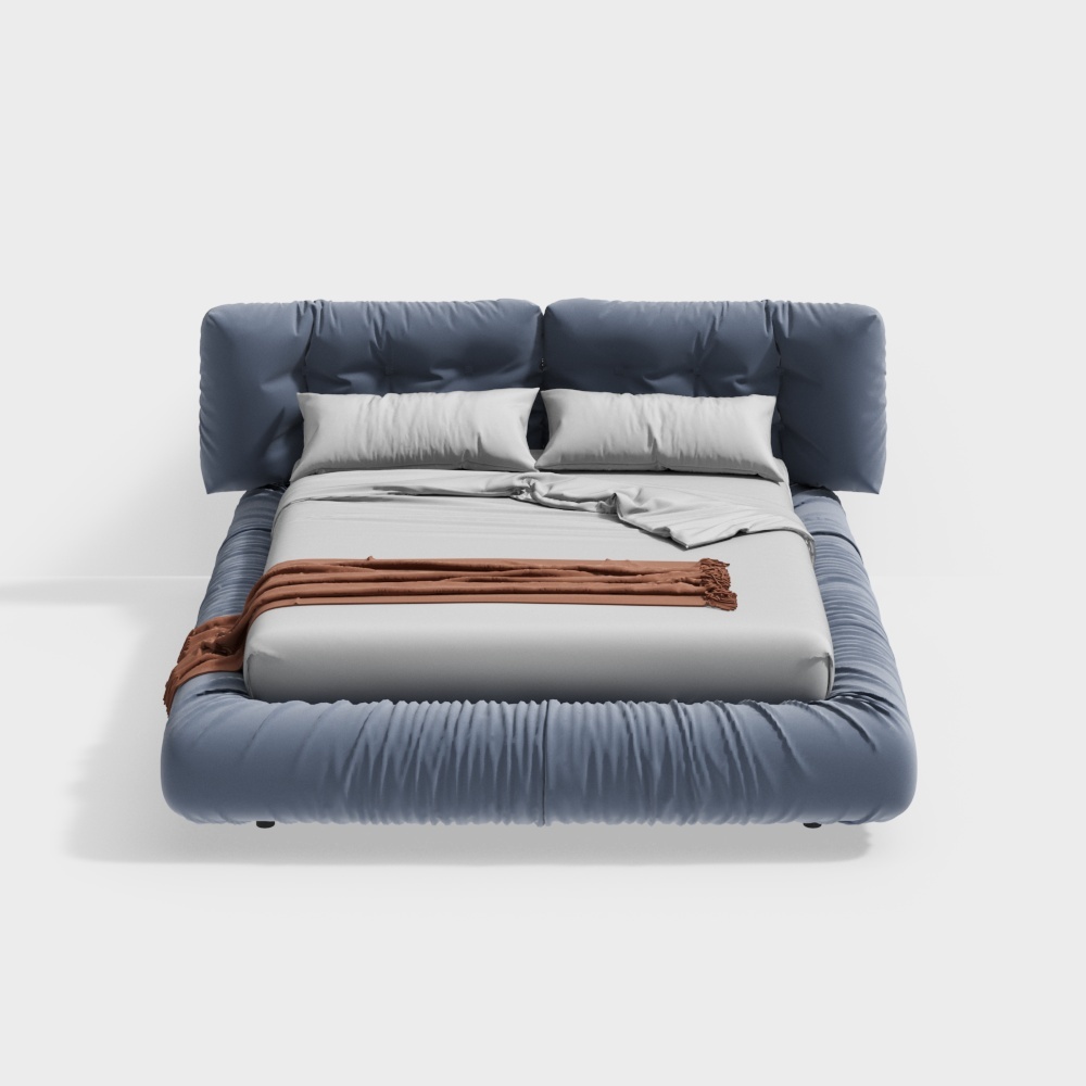 Elegant Low-Poly 3D Bed Model – Nordic Style