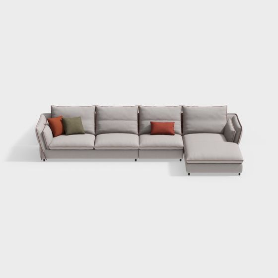 Gray Modern L-Shaped Sofa 3D Model for Cozy Living Spaces