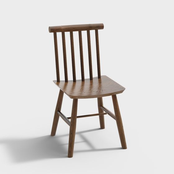 Vintage Wooden Chair 3D model with Unique Charm