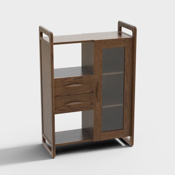 Elegant Low-Poly Wooden Bookshelf 3D model