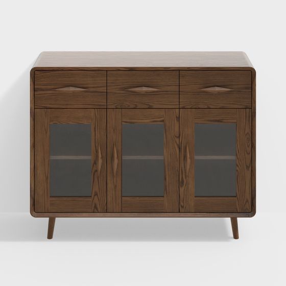 Minimalist Wooden Sideboard 3D model
