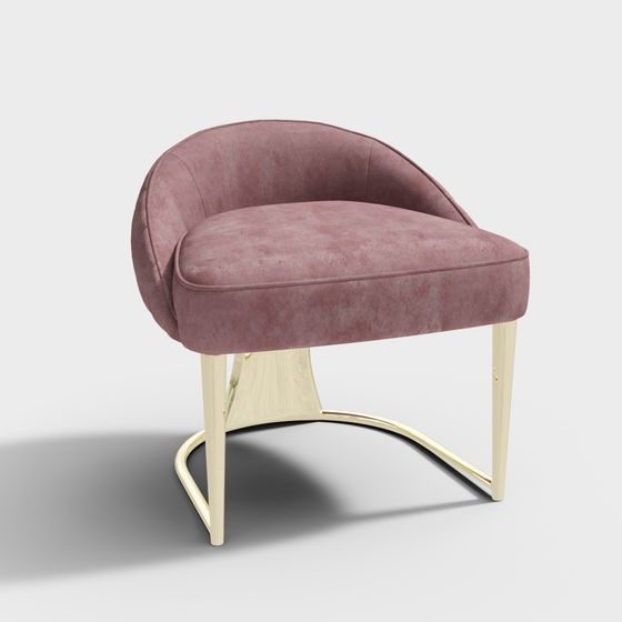 Elegant Low-Poly Velvet Chair 3D model