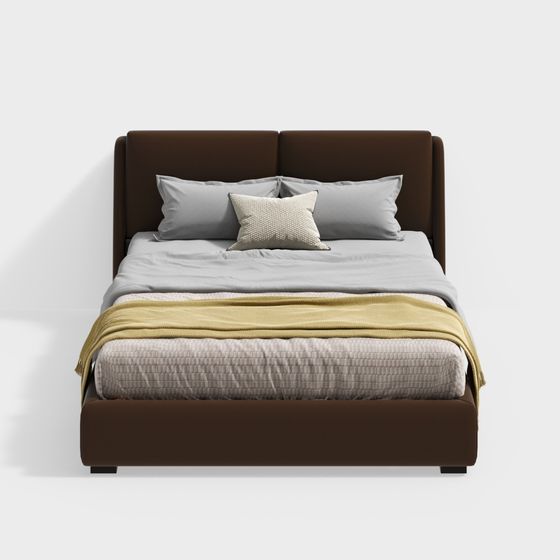 Elegant Low-Polygon Modern Bed 3D model