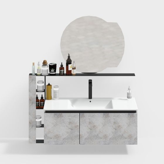 Modern Low-Poly Bathroom Cabinet 3D model