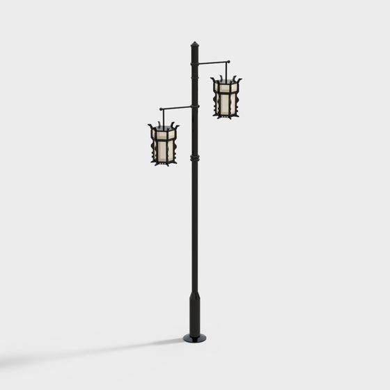 Retro Street Lamp 3D model with Low Polygon Design