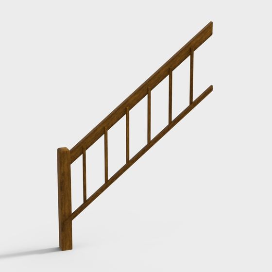 Stylish Brown Railing 3D Model