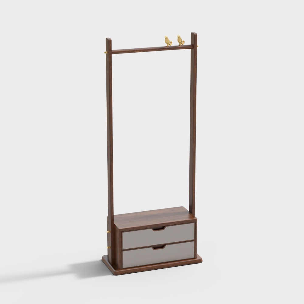 ราวแขวนเสื้อด้ายเดียวมีลิ้นชักคู่