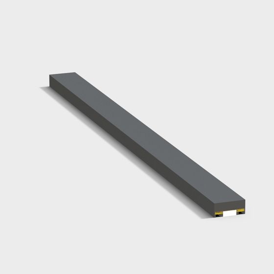 Long dark grey rectangular LED light bar with yellow interior on grey background