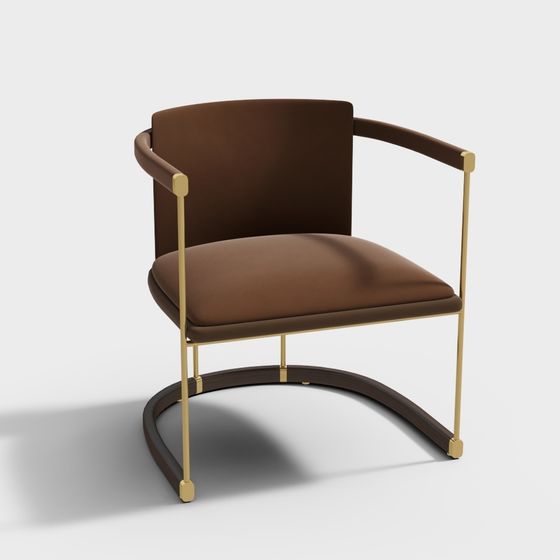 Elegant Brown Leather 3D Chair Model