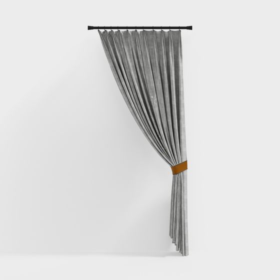 Elegant Gray 3D Curtain Model for Modern Interiors