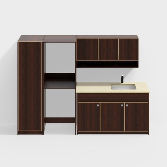 L-Shaped Desk with Sink 3D model for Modern Spaces