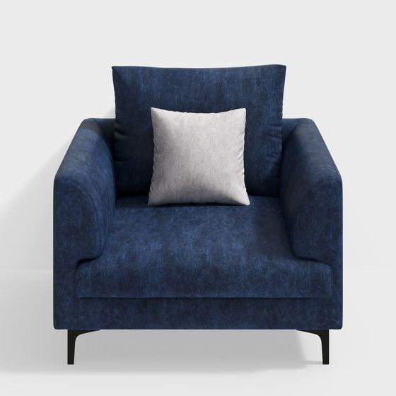 Elegant Navy Blue Sofa 3D model