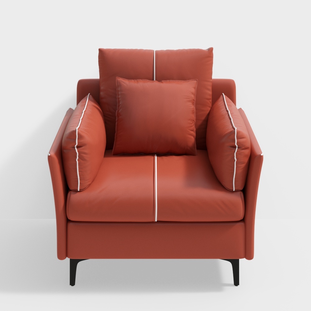 Elegant Coral Leather Armchair 3D Model – Low-Poly Design