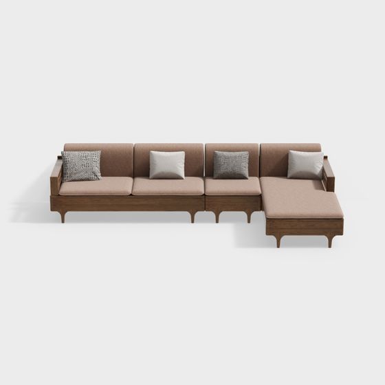 Stylish Low-Polygon Sofa 3D model for Modern Interiors