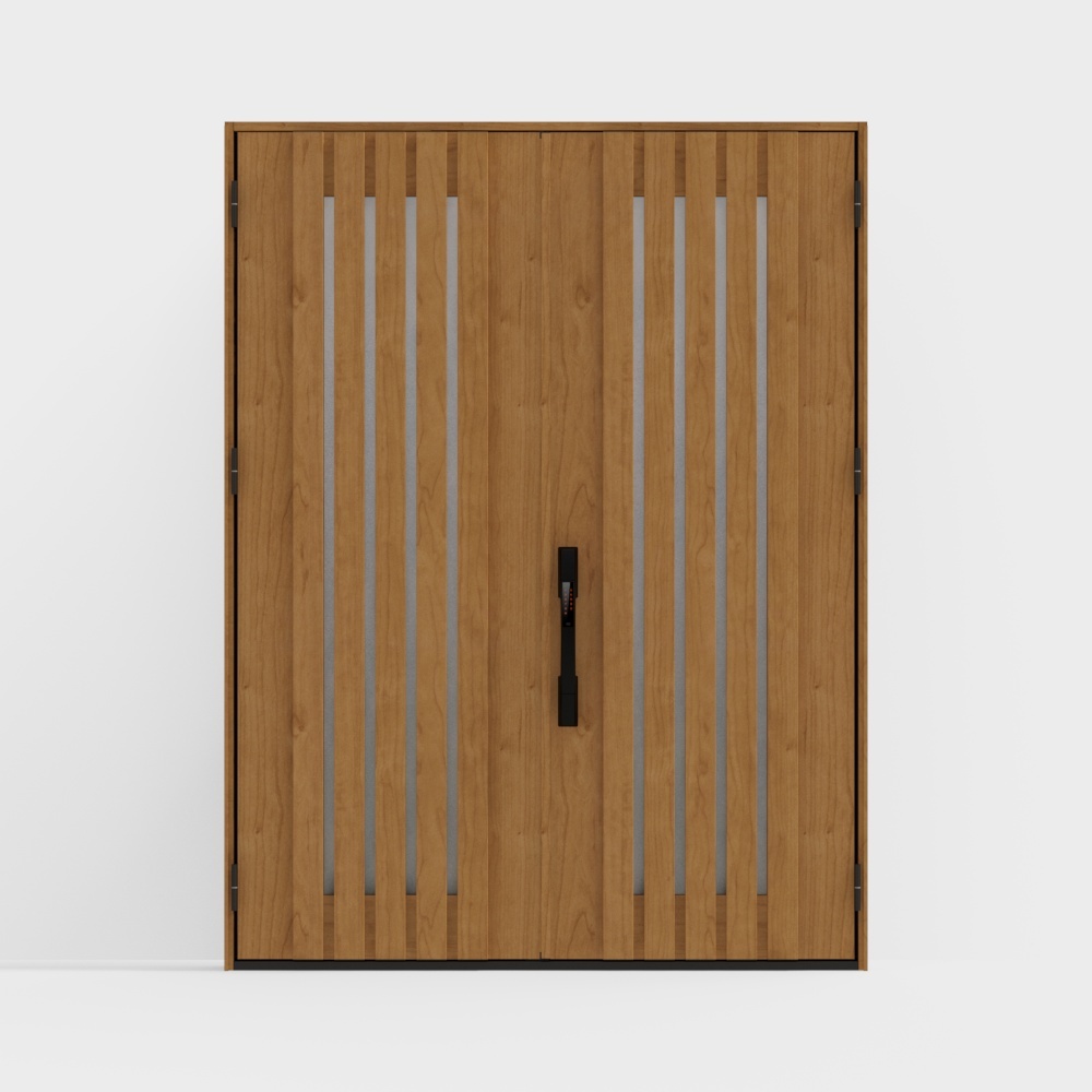 Porte en bois LIXIL - Porte d'entrée - G04 Double Porte - F Brun clair (Effet bois) -