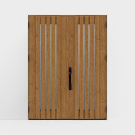 Porte en bois LIXIL - Porte d'entrée - G04 Double Porte - F Brun clair (Effet bois) -