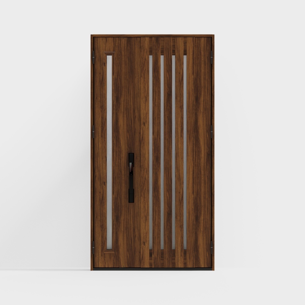 Elegant Low-Poly 3D Door Model with Wood Texture