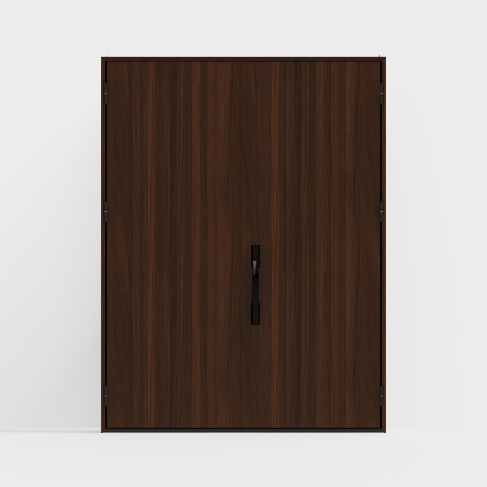 Elegant Low-Polygon Door 3D Model – Brown Wood Texture