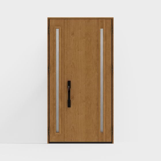 Elegant Low-Poly Wooden Door 3D model